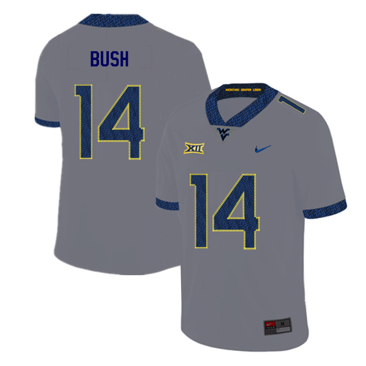 NCAA Men's Tevin Bush West Virginia Mountaineers Gray #14 Nike Stitched Football College 2019 Authentic Jersey OR23F05BZ